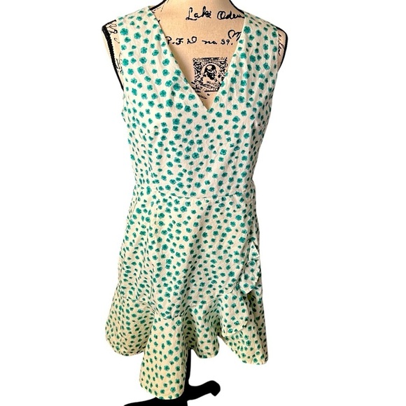 Rebecca Taylor Emerald Daisy Print Ruffle Hem Dress Sz 8 - Picture 1 of 14